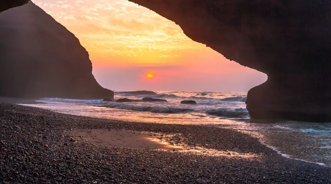 Agadir sunset over a beach