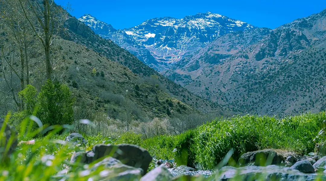 atlas mountain range with snow covered mountains
